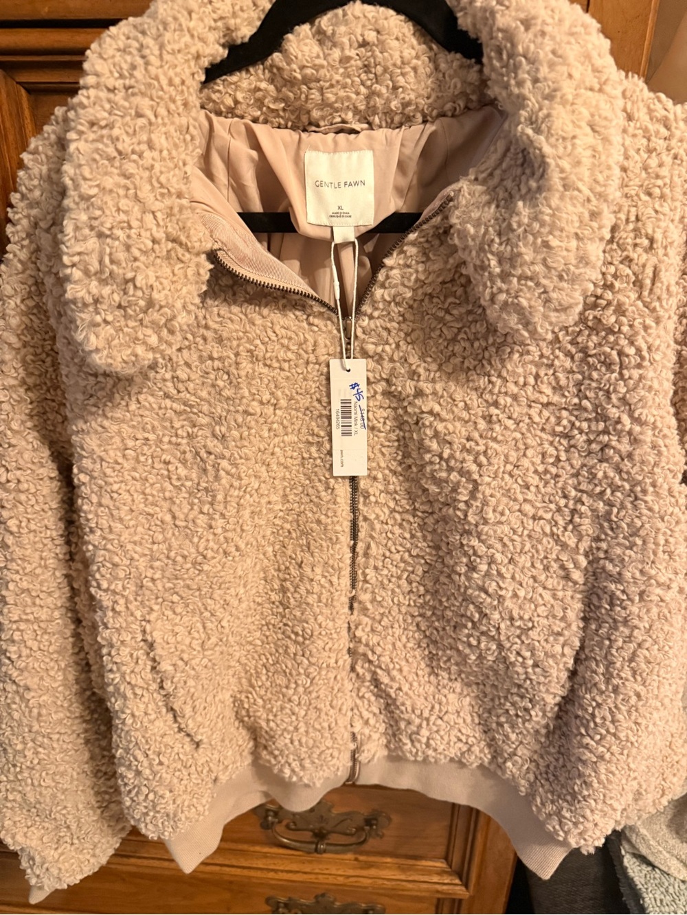 Gentle Fawn Plush Cream Teddy Zip-Up Jacket